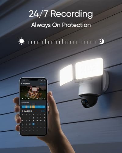 eufy Security Floodlight Camera E340 Wired, 360° Pan and Tilt, 24/7 Recording - Image 5