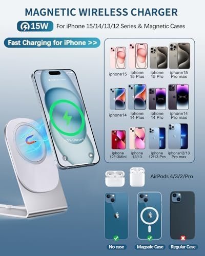 Magnetic Wireless Charger Mag-Safe Charger for iPhone 15/14/13/12 Series - Image 3