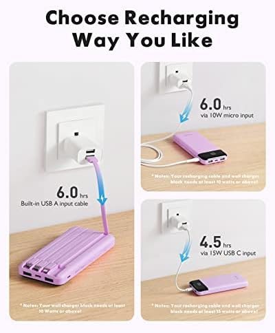 Portable Charger with Built in Cables, Portable Charger with Cords Wires Slim - Image 4