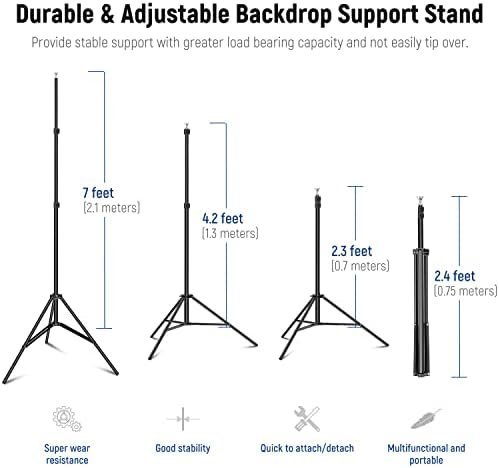 Neewer Photo Studio Backdrop Support System, 10ft/3m Wide 6.6ft/2m High - Image 4