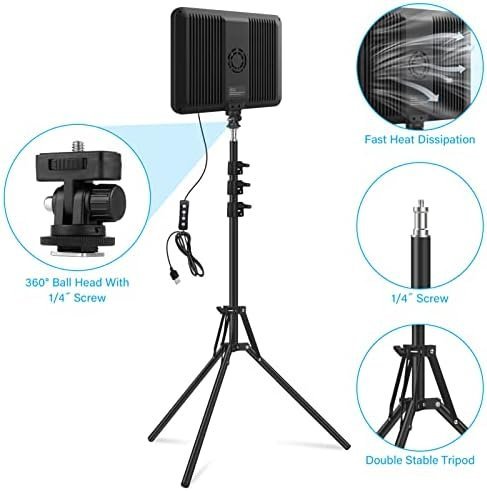 2 Pack LED Video Light with 63'' Tripod Stand, Obeamiu 2500-8500K Dimmable - Image 4