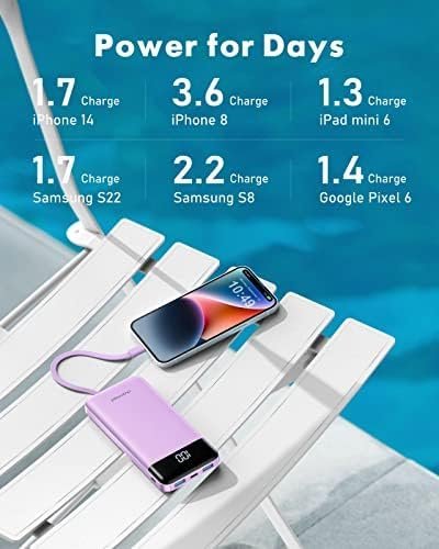 Portable Charger with Built in Cables, Portable Charger with Cords Wires Slim - Image 6