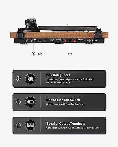 ANGELS HORN Vinyl Record Player, Hi-Fi System Bluetooth Turntable Players - Image 6