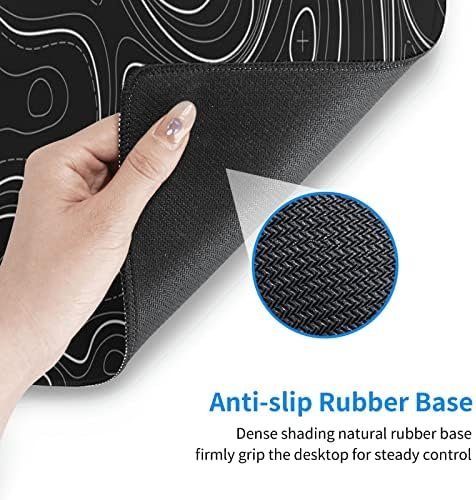 Large Gaming Mouse Pad Black Topographic Contour Mouse Pad with Stitched Edges - Image 5