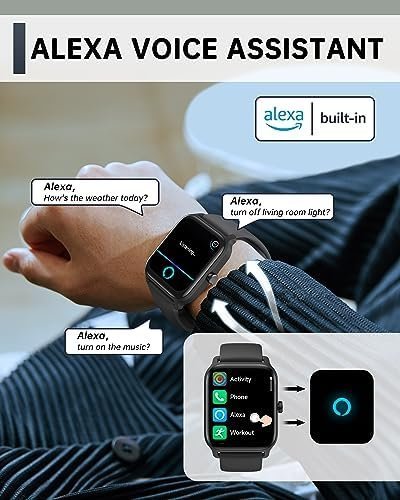 Smart Watch for Men Women, Answer Make Call, Alexa Built-in, 1.8" Touch Screen - Image 3