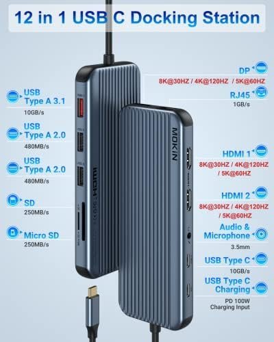USB C Docking Station for 8K Single Monitor Display, 4K Triple Monitors Display - Image 2