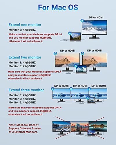 USB C Docking Station for 8K Single Monitor Display, 4K Triple Monitors Display - Image 4