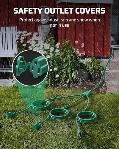 DEWENWILS Outdoor Extension Cord 1 to 3 Splitter for Christmas, 3 Prong Outlets - Image 5