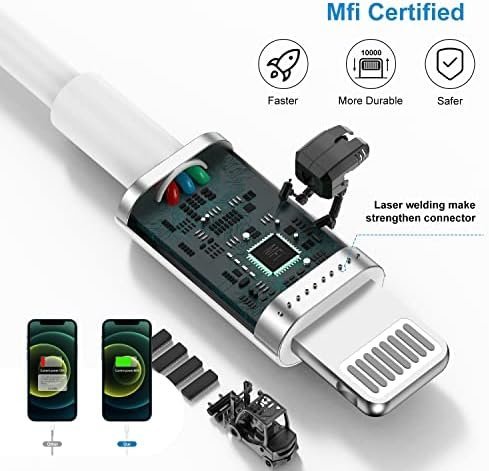 QZIIW Apple MFI Certified iPhone Charger Cable 6 Ft, 2Pack Extra Long USB - Image 2