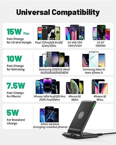 INIU Wireless Charger, 15W Fast Wireless Charging Station with Sleep-Friendly - Image 4