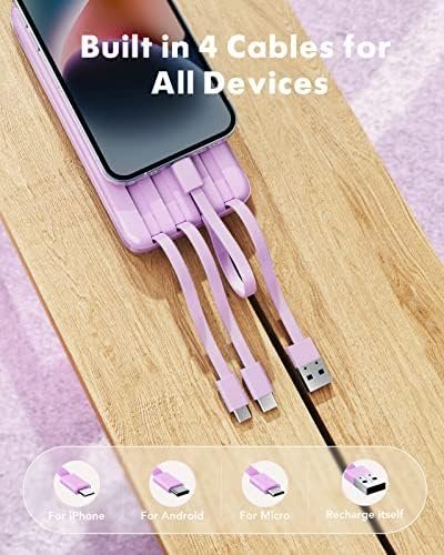 Portable Charger with Built in Cables, Portable Charger with Cords Wires Slim - Image 2