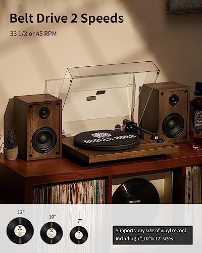 ANGELS HORN Vinyl Record Player, Hi-Fi System Bluetooth Turntable Players - Image 3